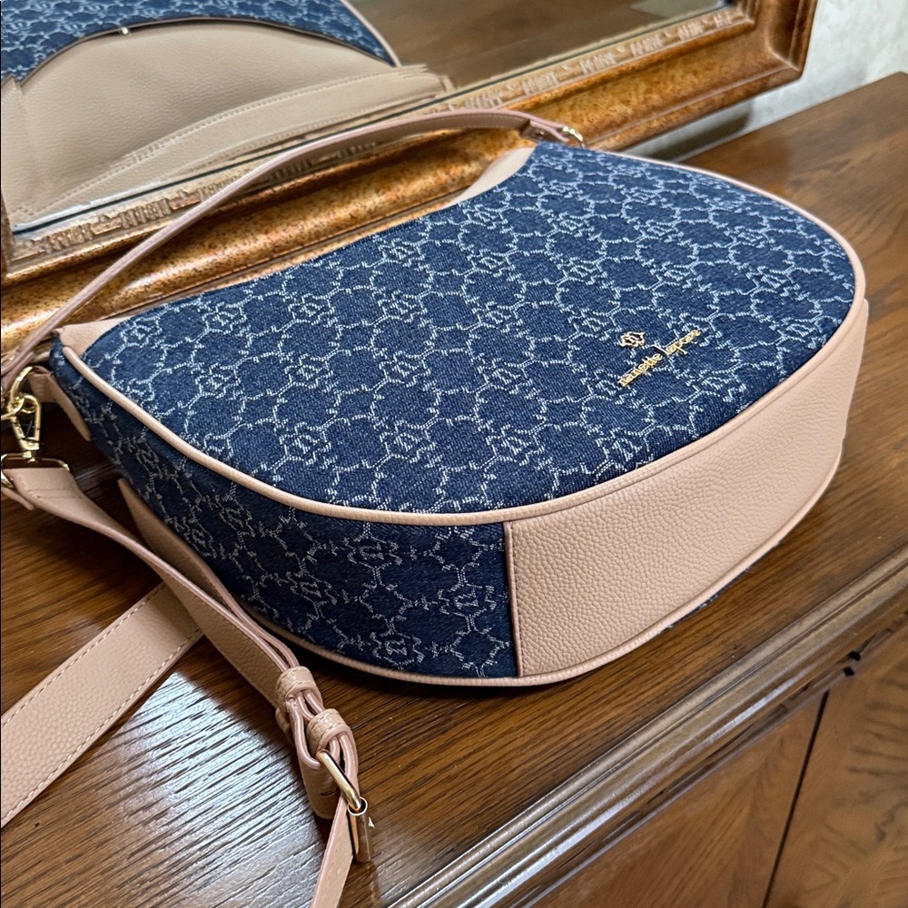 Nanette Lepore Blue Patterned Shoulder Bag. Removeable  handle & crossbody strap - Picture 15 of 16